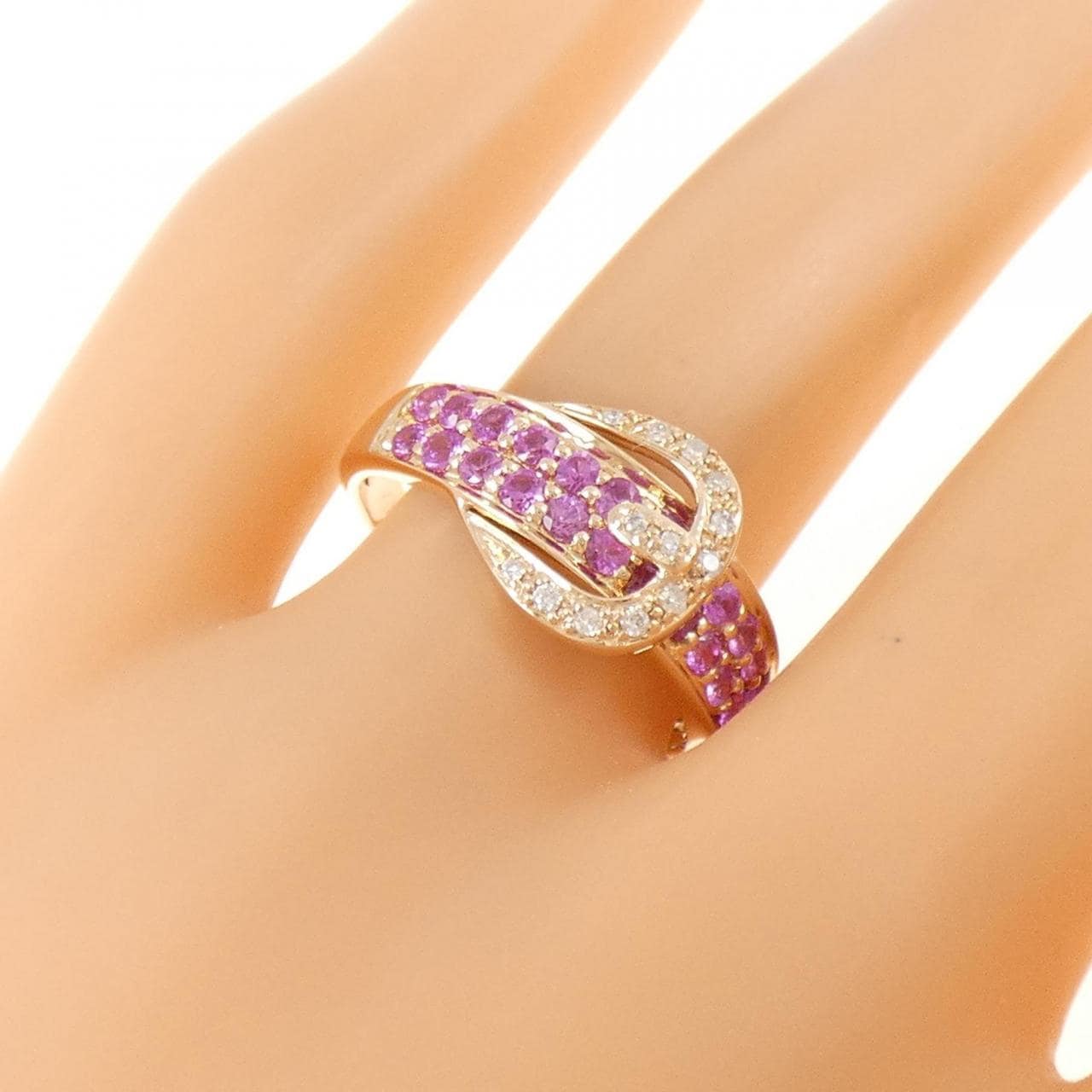 K18PG ベルト サファイヤ リング 0.80CT