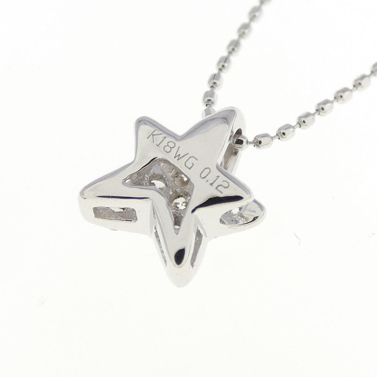 K18WG star Diamond necklace 0.12CT