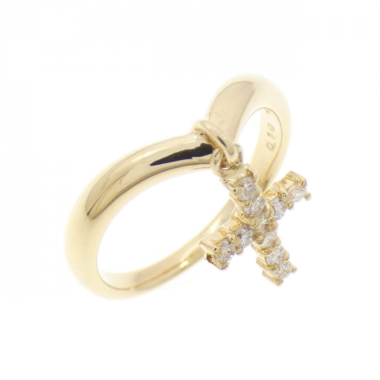 K18YG クロス ダイヤモンド リング 0.10CT
