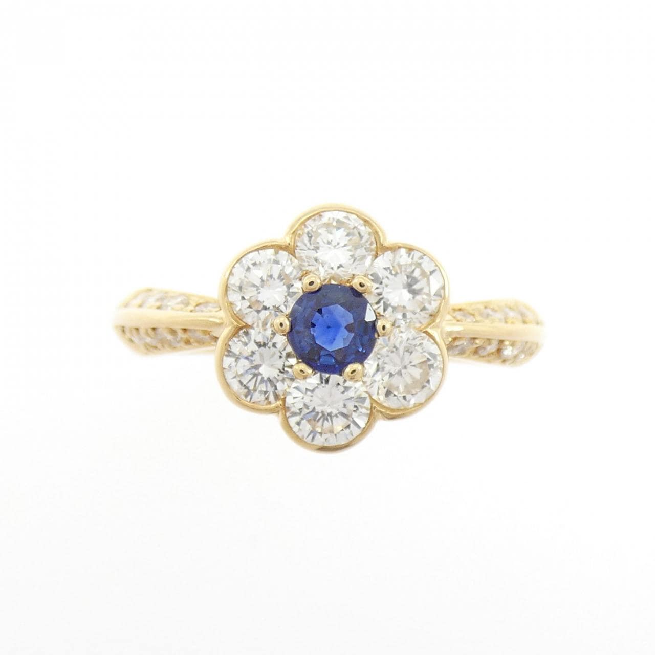 K18YG フラワー サファイヤ リング 0.21CT