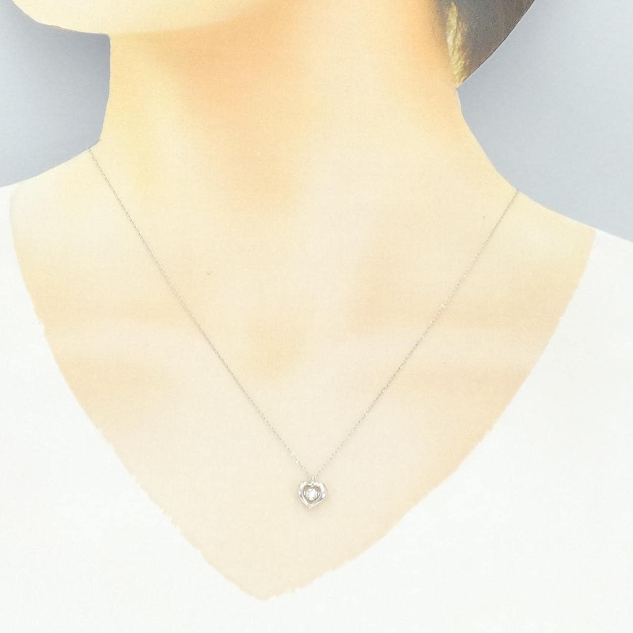 PT900/PT850 ハート ダイヤモンド ネックレス 0.10CT