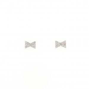 K14WG リボン ダイヤモンド ピアス 0.10CT