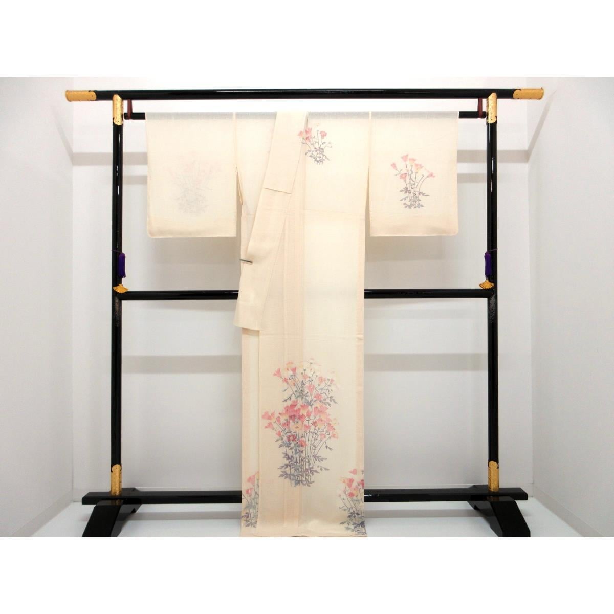 [未使用品] 单层真丝编织拜访和服，带有友禅处理