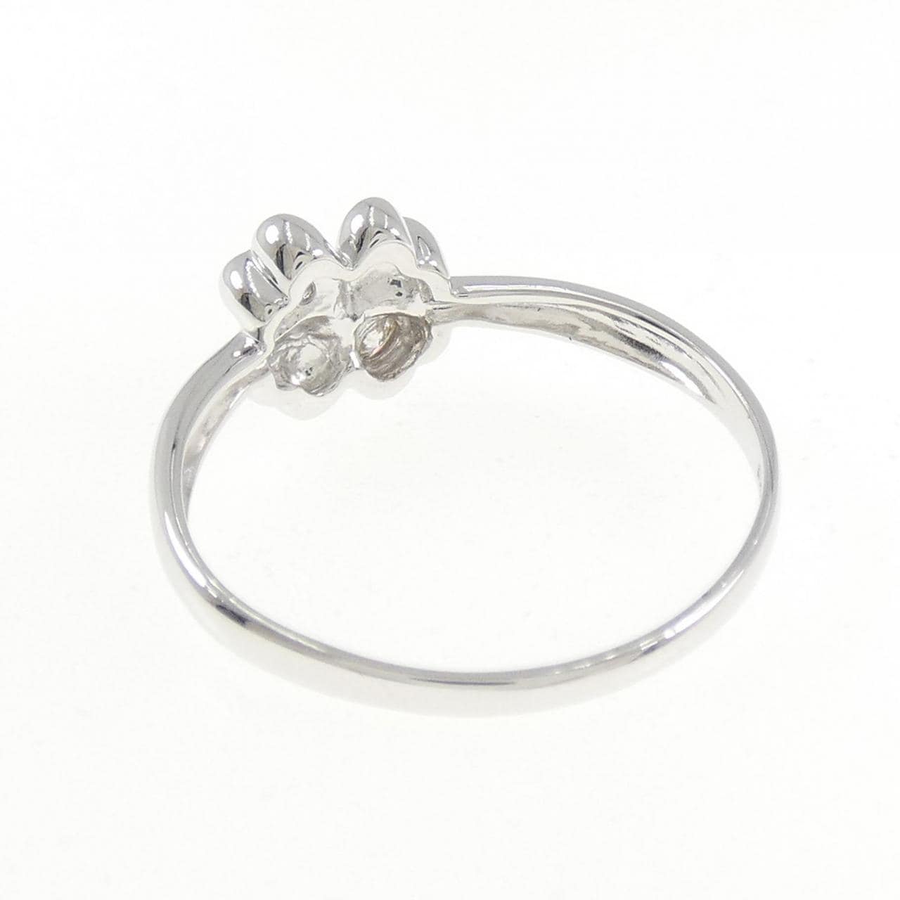 K18WG フラワー ダイヤモンド リング 0.08CT