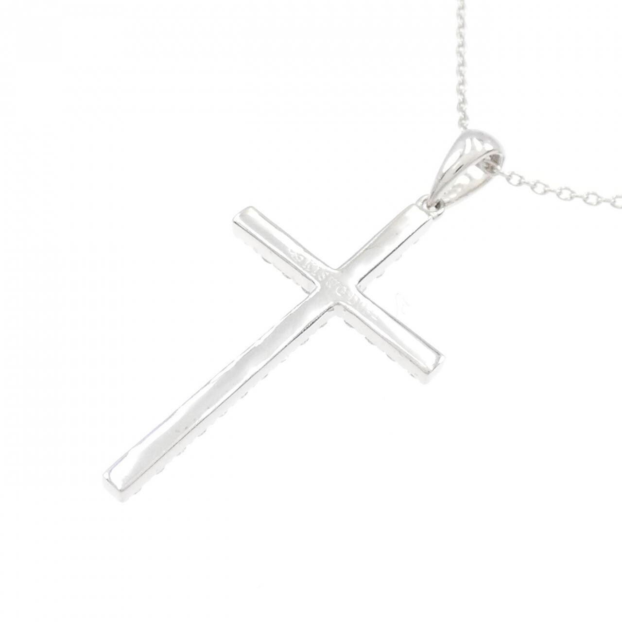K18WG クロス ダイヤモンド ネックレス 0.34CT
