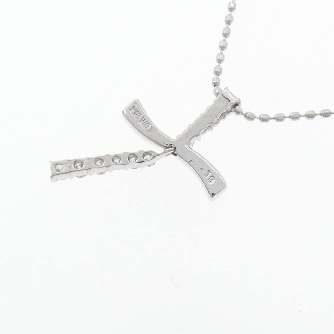 K18WG クロス ダイヤモンド ネックレス 0.13CT