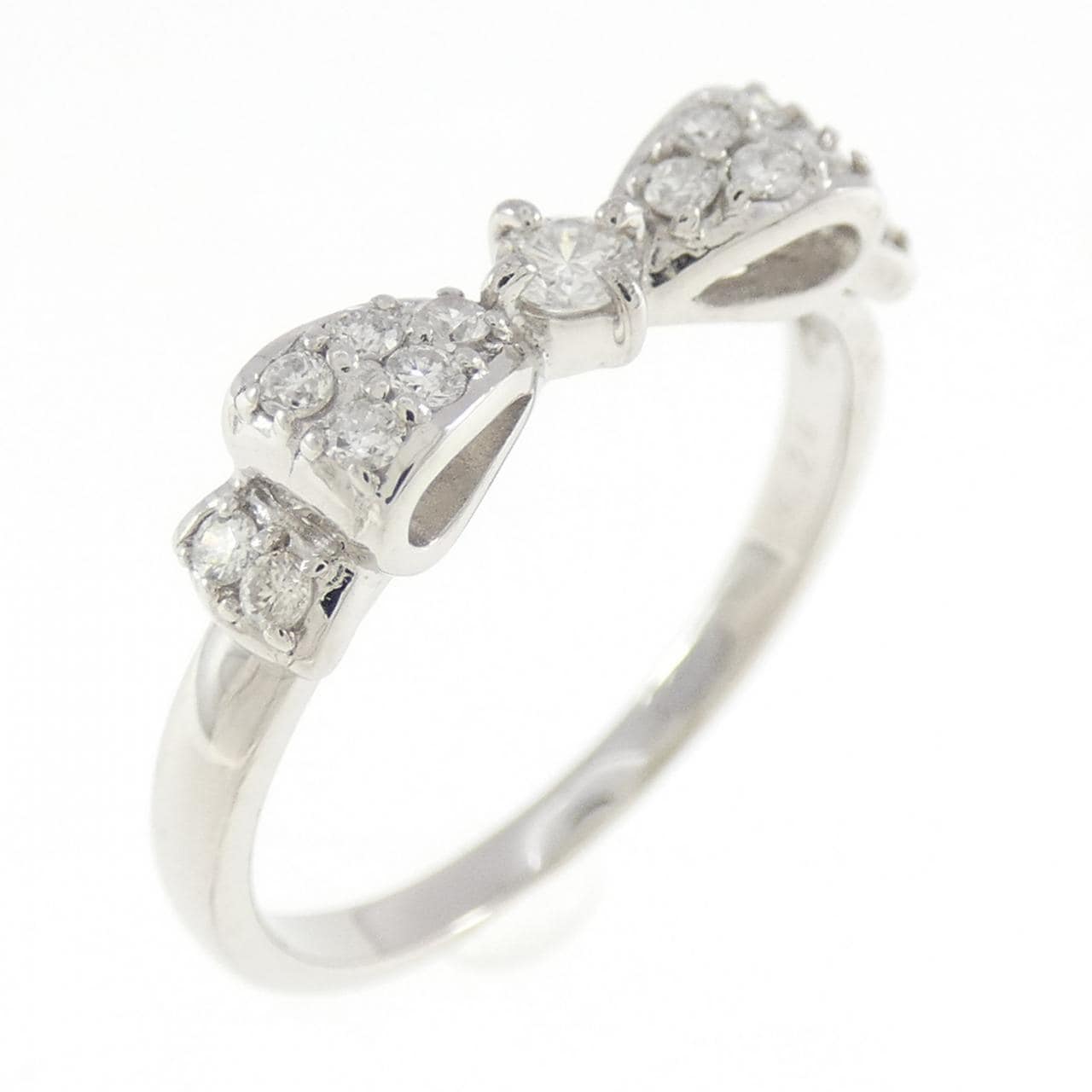 K18WG リボン ダイヤモンド リング 0.20CT