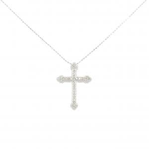 K18WG クロス ダイヤモンド ネックレス 0.20CT