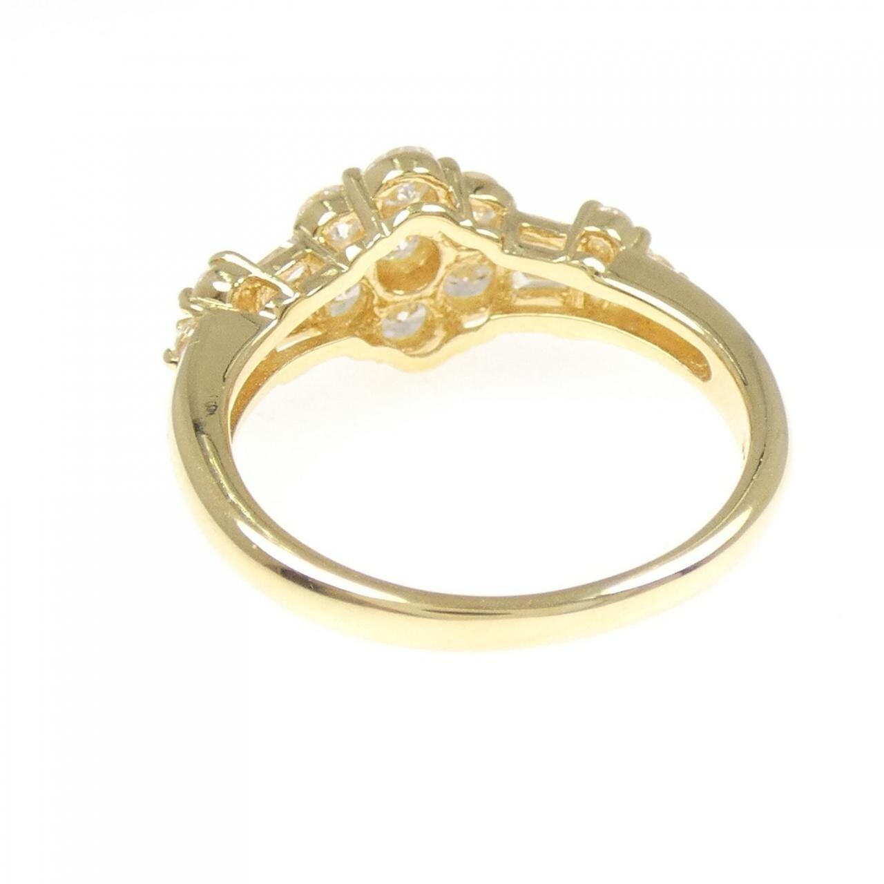 K18YG フラワー ダイヤモンド リング 0.75CT