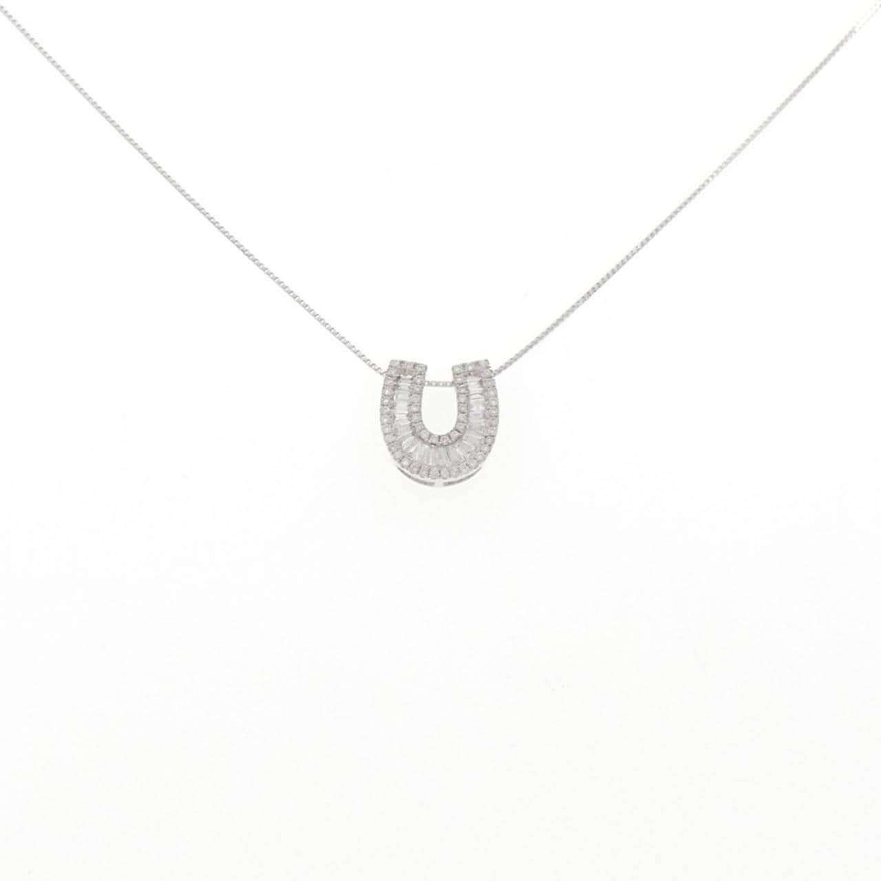 K18WG ホースシュー ダイヤモンド ネックレス 0.40CT