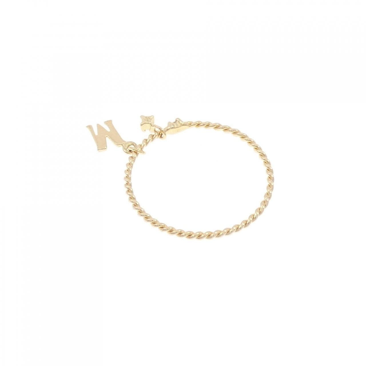 K18YG イニシャルM ルビー ピンキーリング