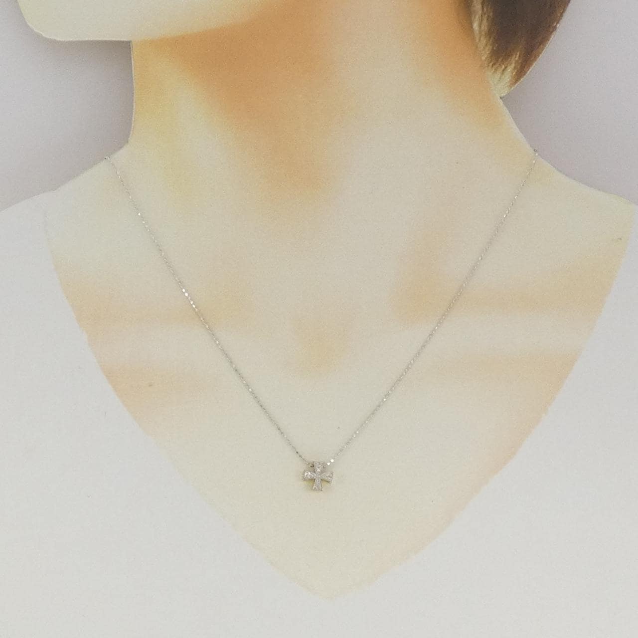 K18WG/K18YG クロス ダイヤモンド ネックレス 0.05CT