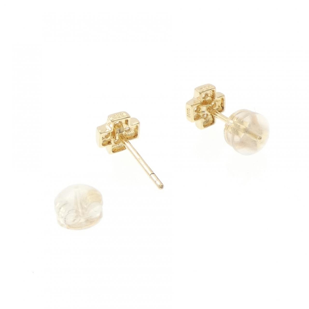 K18YG クロス ダイヤモンド ピアス 0.08CT