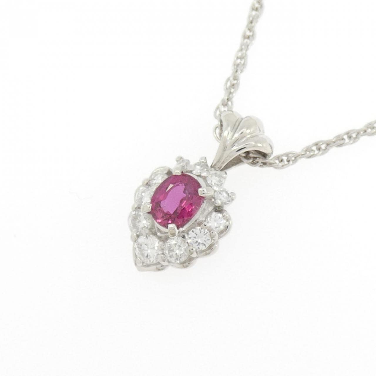 PT900/PT850 ルビー ネックレス 0.56CT