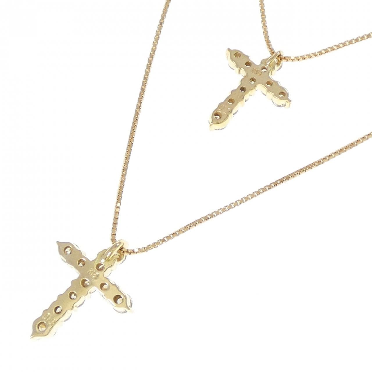 K18YG クロス ダイヤモンド ネックレス 0.2CT