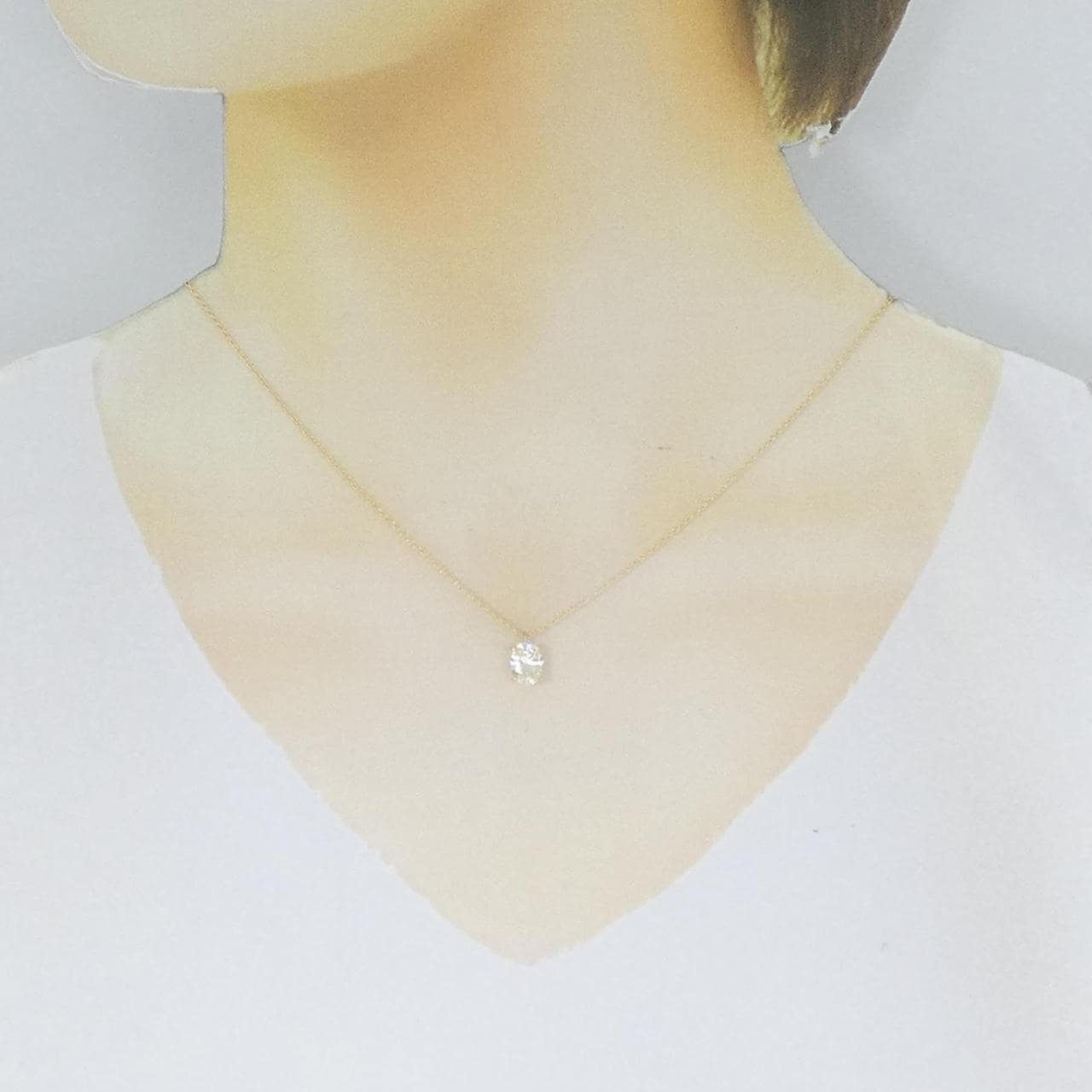 [Remake] K18YG Diamond Necklace 1.021CT M VS2 Oval Cut