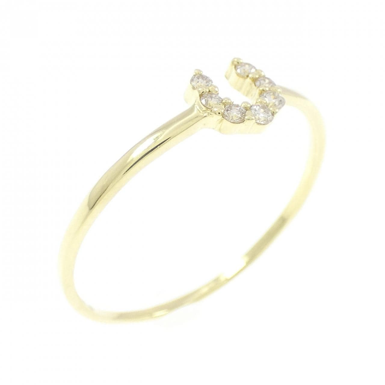 [新品] K18黄金马蹄形钻石戒指 0.06CT