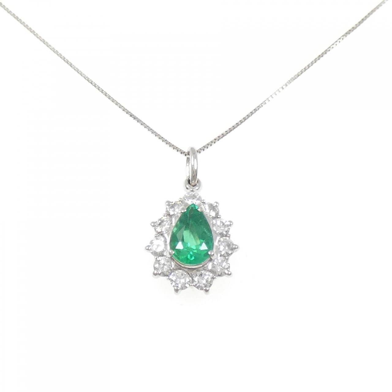 PT900/PT850 エメラルド ネックレス 0.79CT
