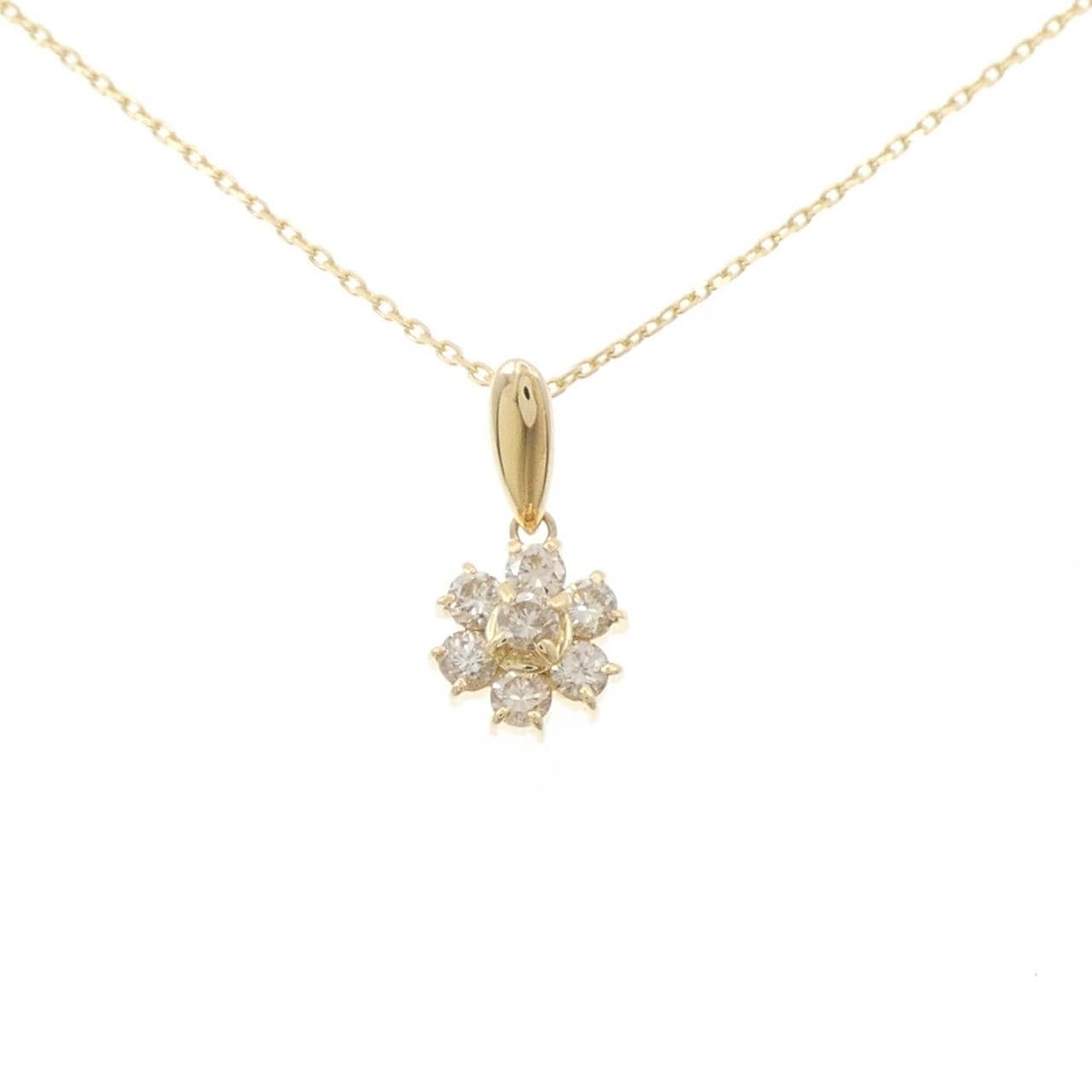 K18YG フラワー ダイヤモンド ネックレス 0.50CT