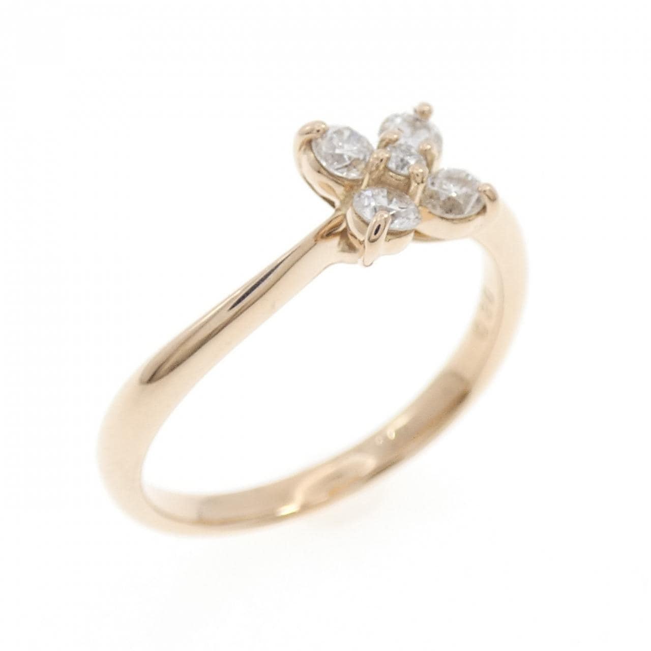 K18PG フラワー ダイヤモンド リング 0.30CT