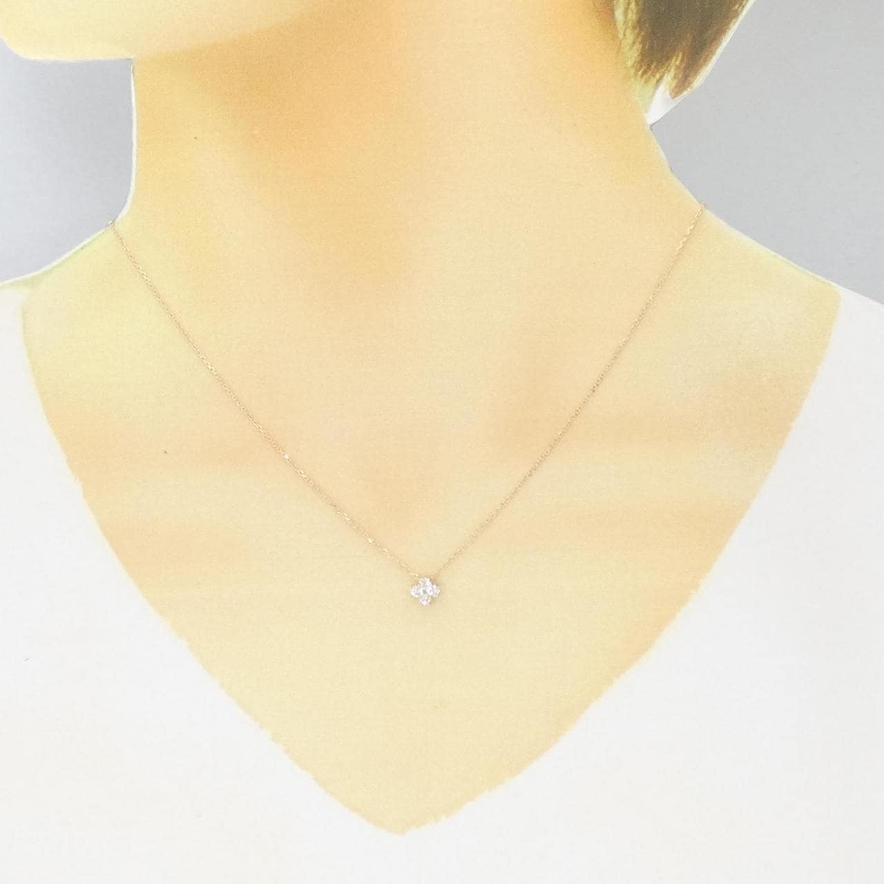 K18PG cross Diamond necklace 0.20CT