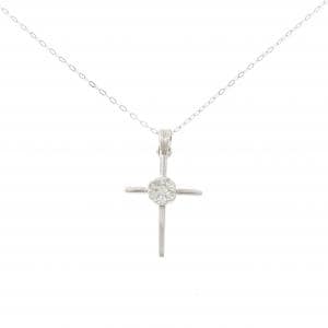 K18WG クロス ダイヤモンド ネックレス 0.20CT