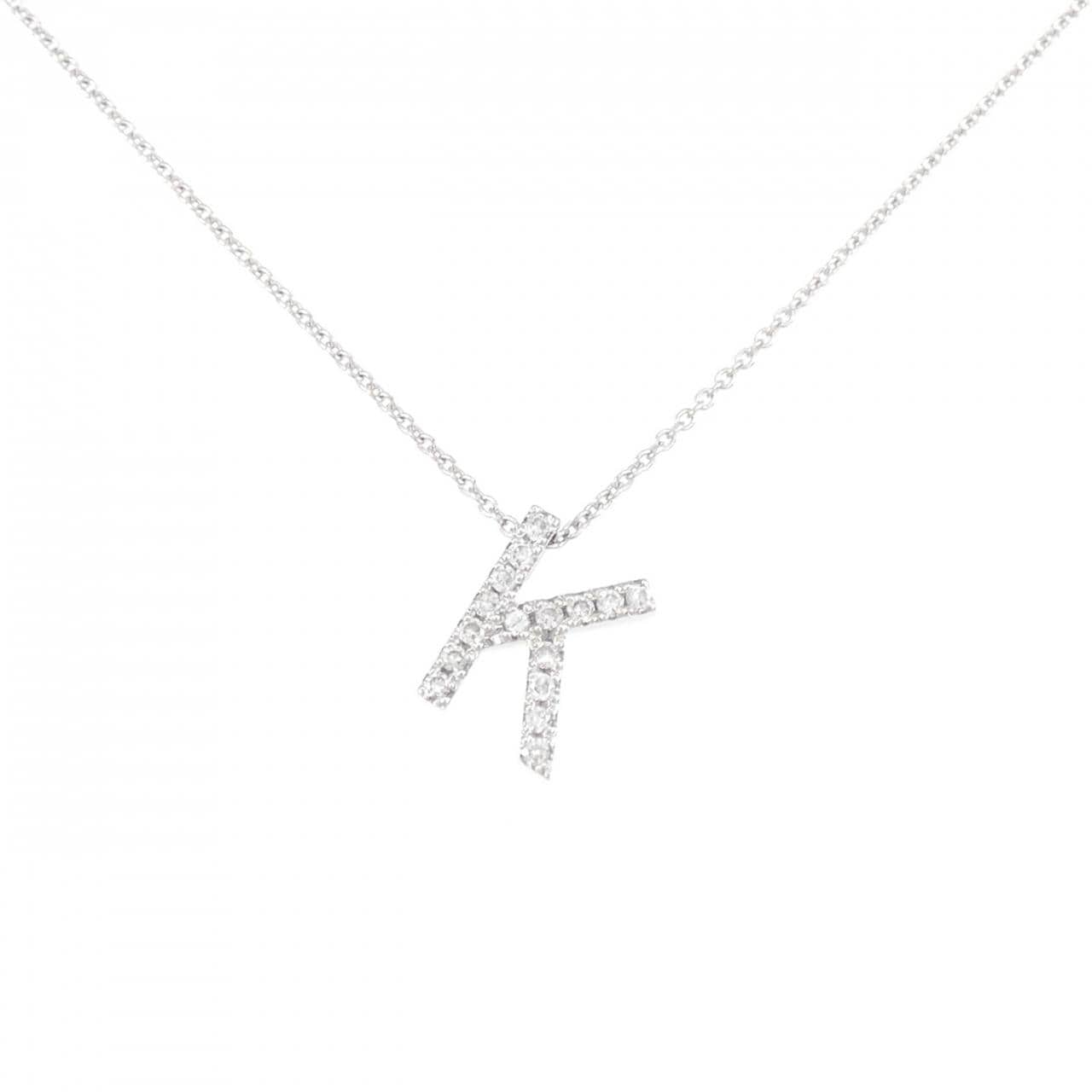 K18WG Initial K Diamond Necklace 0.16CT