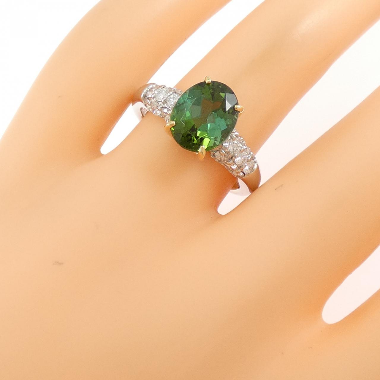 PT900/K18YG トルマリン リング 2.77CT
