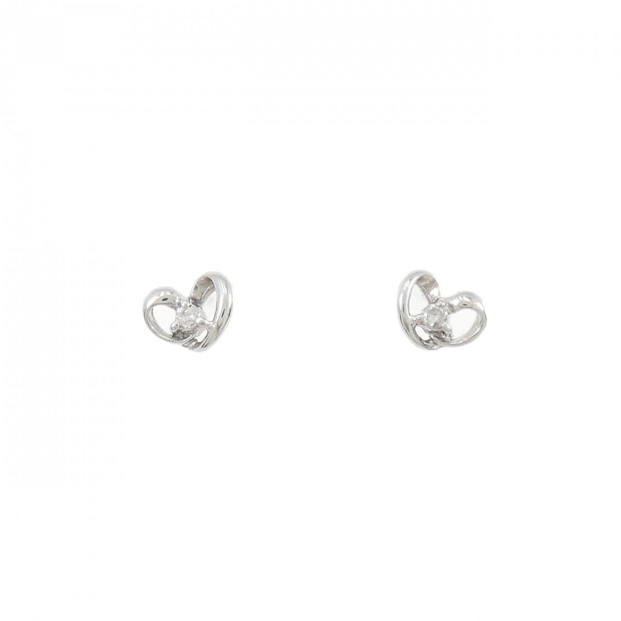 PT900 Heart Diamond Earrings 0.04CT