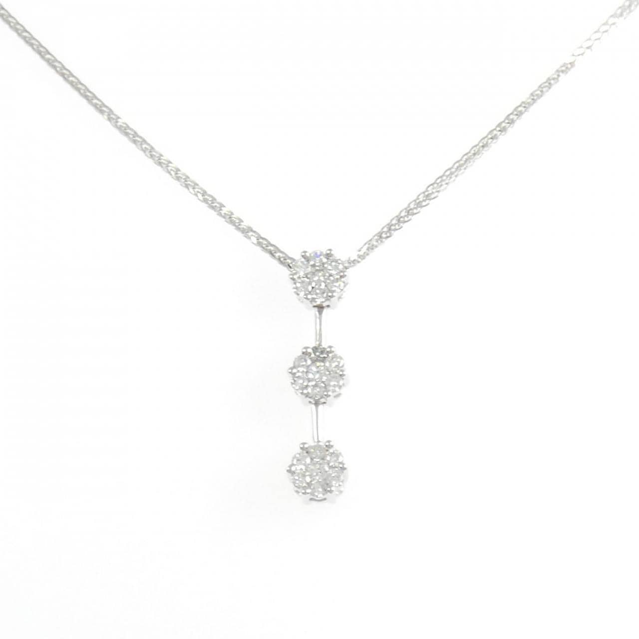 K18WG フラワー ダイヤモンド ネックレス 0.50CT