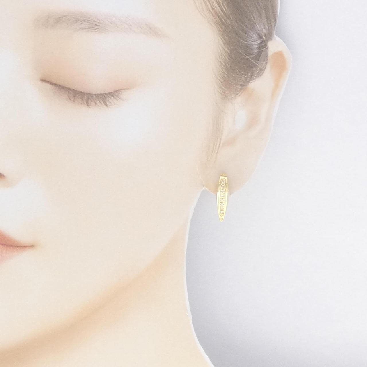 K18YG ハート ダイヤモンド ピアス 0.16CT