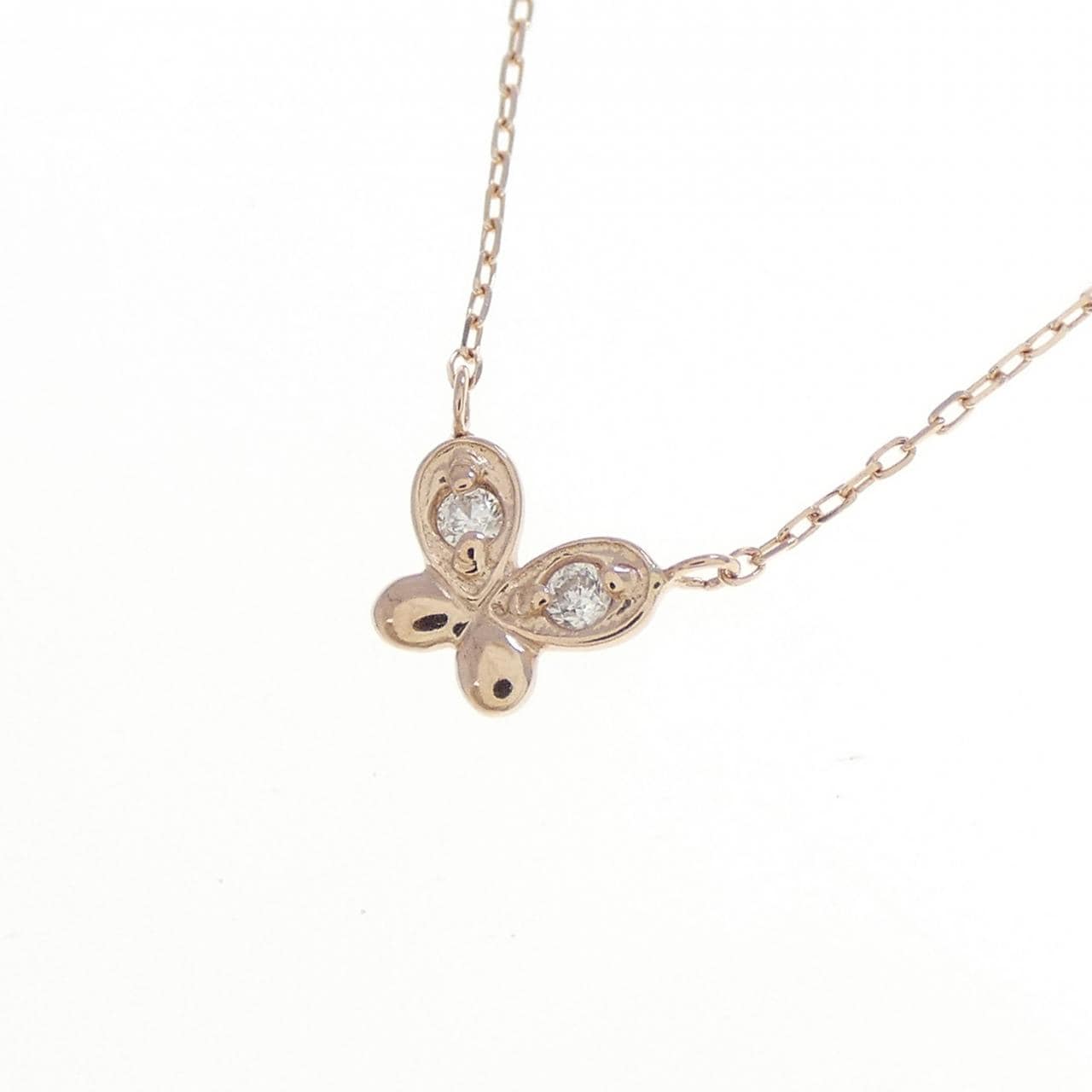 K10PG バタフライ ダイヤモンド ネックレス