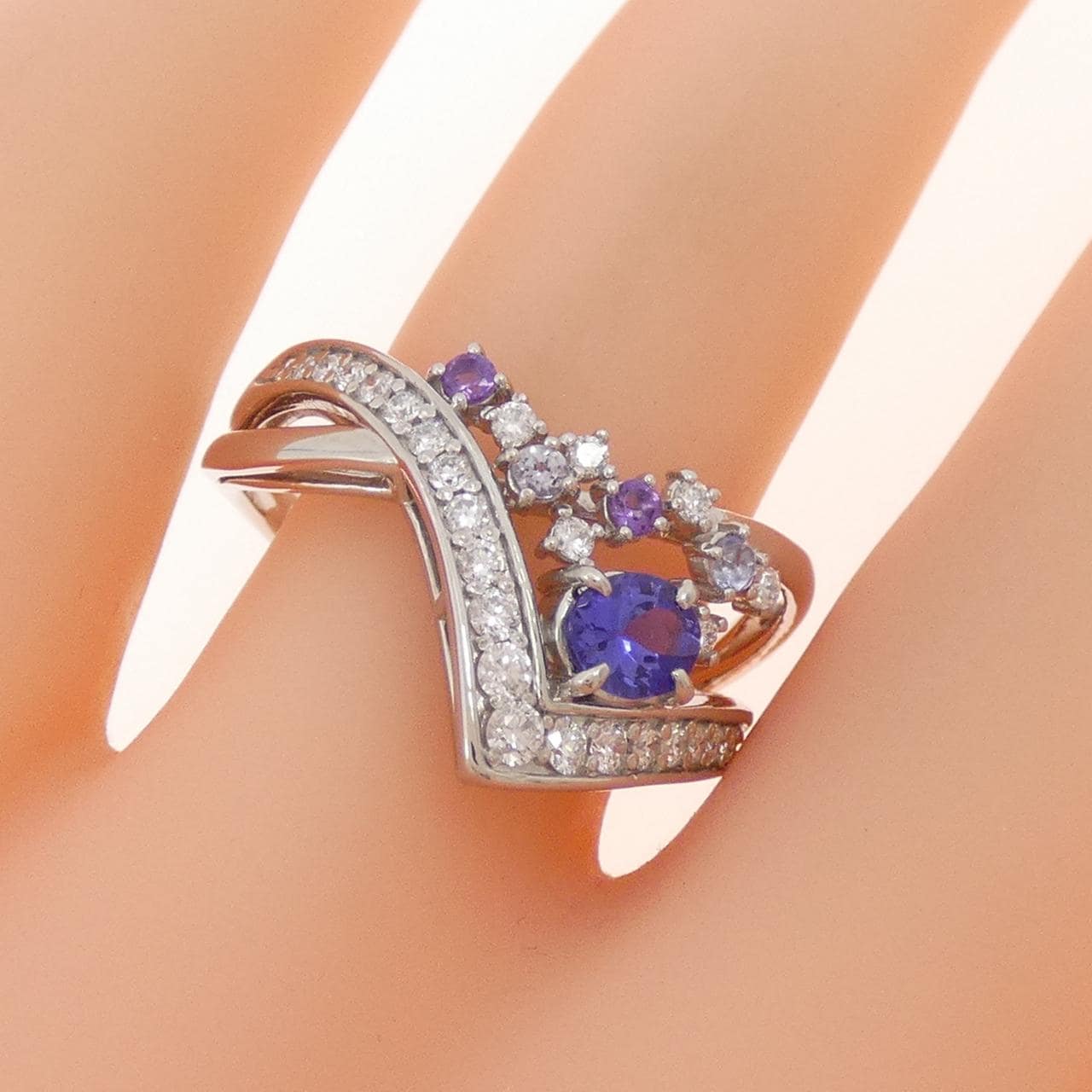 PT900 カラーストーン リング