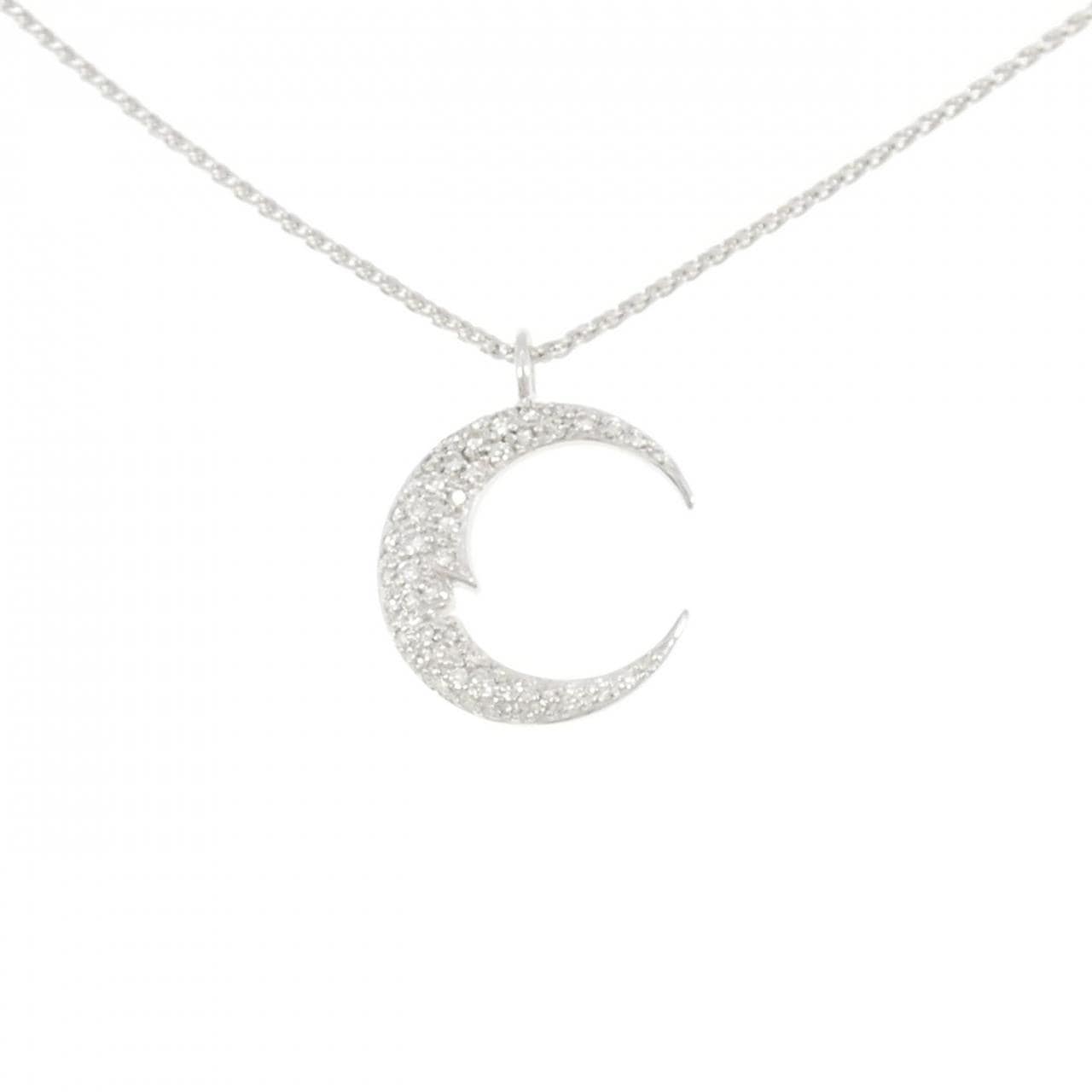 K18WG/750WG ムーン ダイヤモンド ネックレス 0.65CT