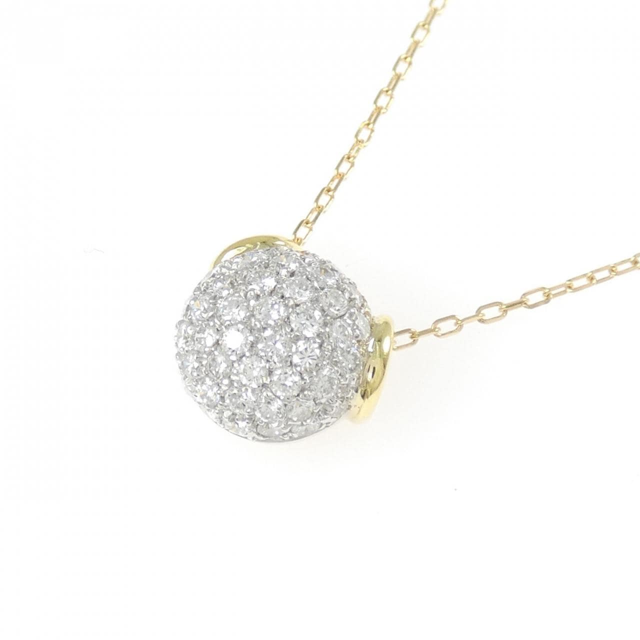 750YG/750WG/K18 パヴェ ダイヤモンド ネックレス