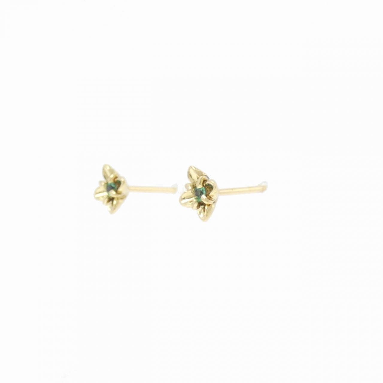 K18YG フラワー エメラルド ピアス