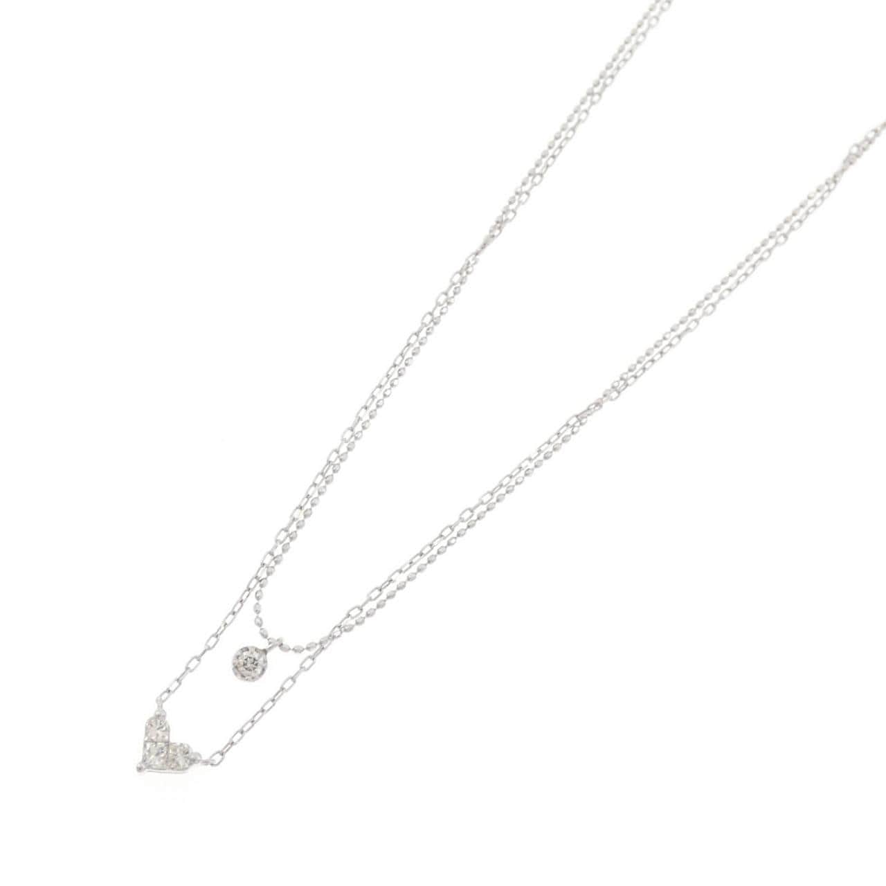 K10WG ハート ダイヤモンド ネックレス 0.15CT