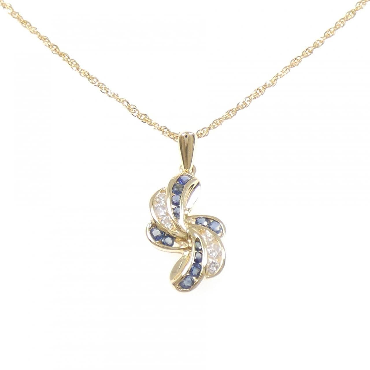 18KYG/K18YG サファイヤ ネックレス 0.45CT