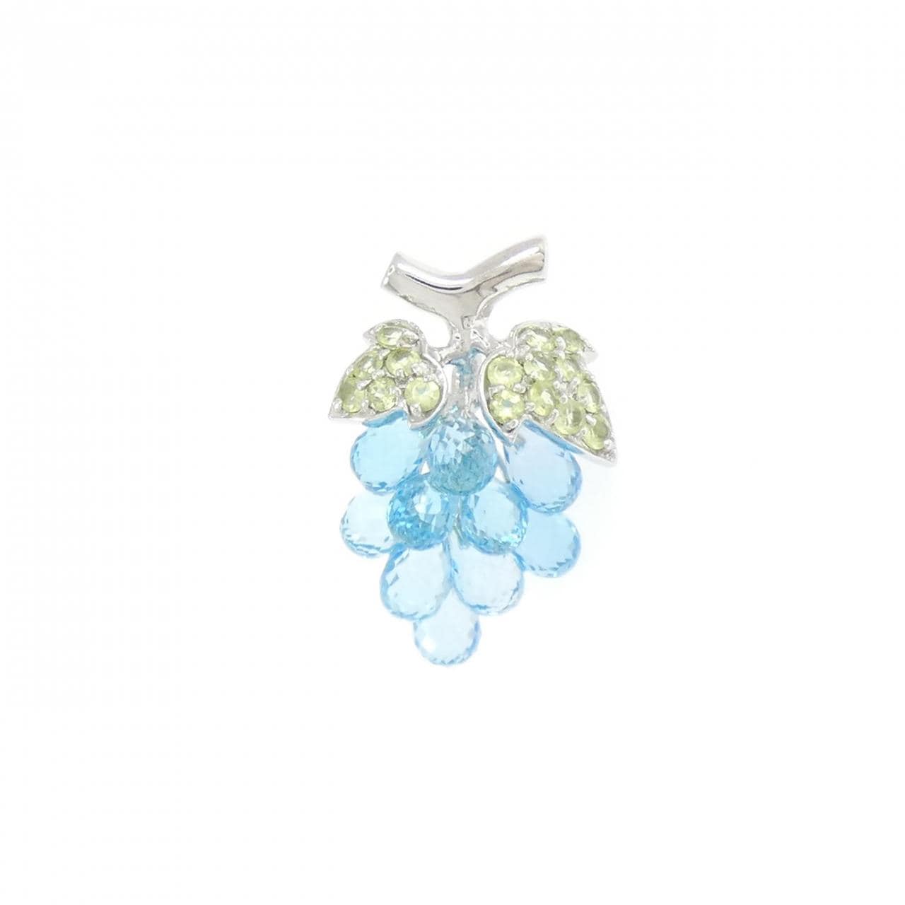 K18WG ブルートパーズ ブローチ 8.98CT
