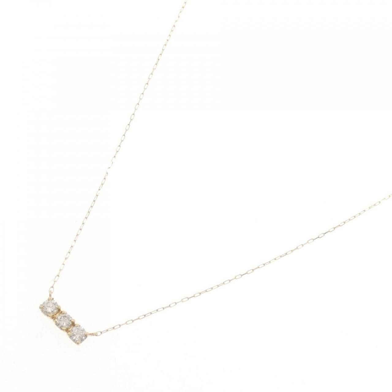 【新品】K18YG スリーストーン ダイヤモンド ネックレス 0.15CT