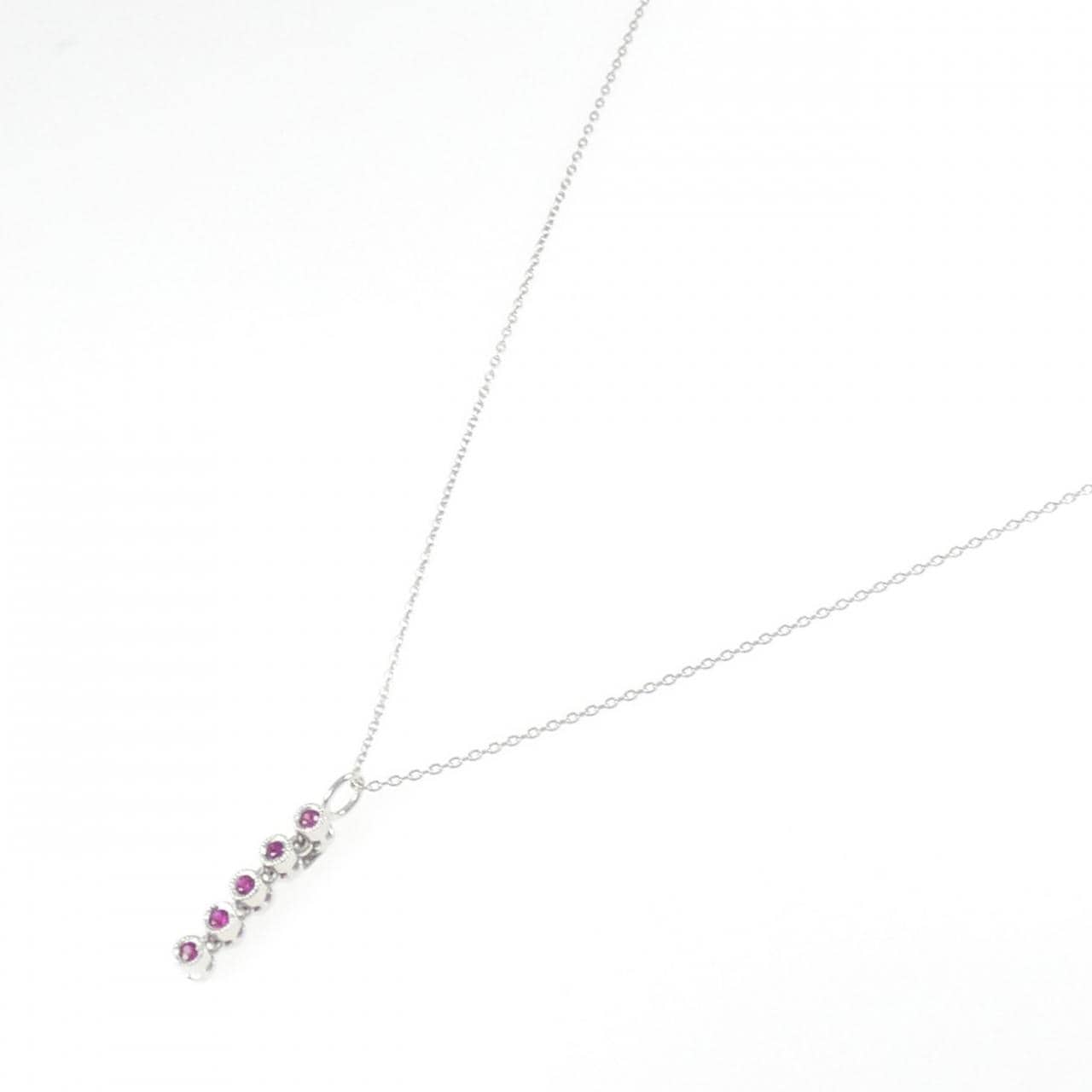 K18WG ルビー ネックレス 0.15CT