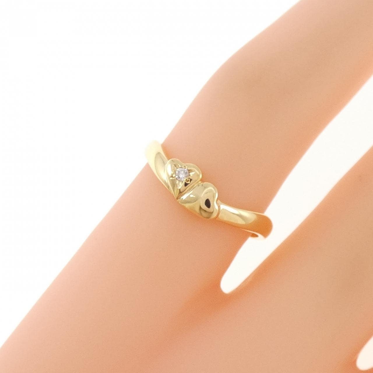 K18YG ハート ダイヤモンド ピンキーリング 0.01CT
