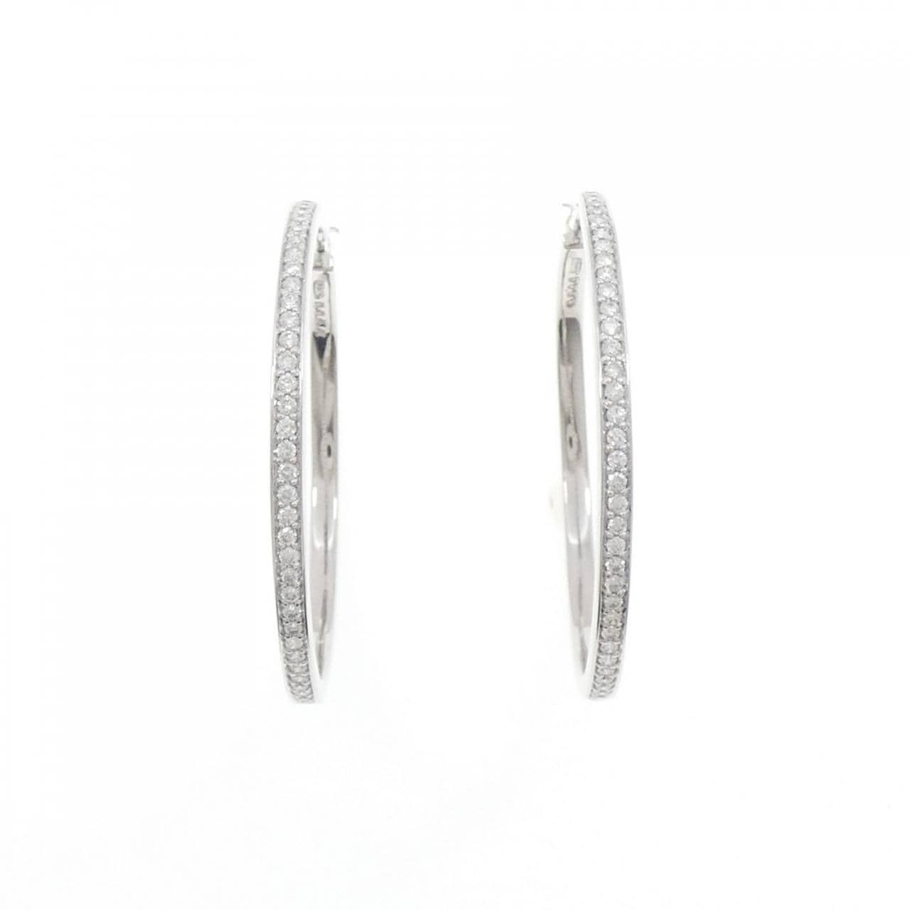 K18WG フラワー ダイヤモンド ピアス 1.00CT