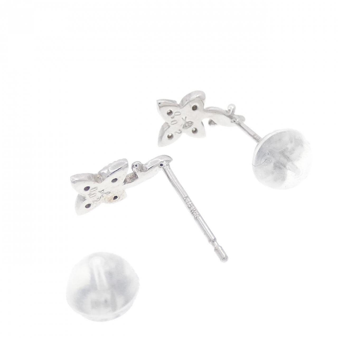K18WG Flower Diamond Earrings 0.04CT