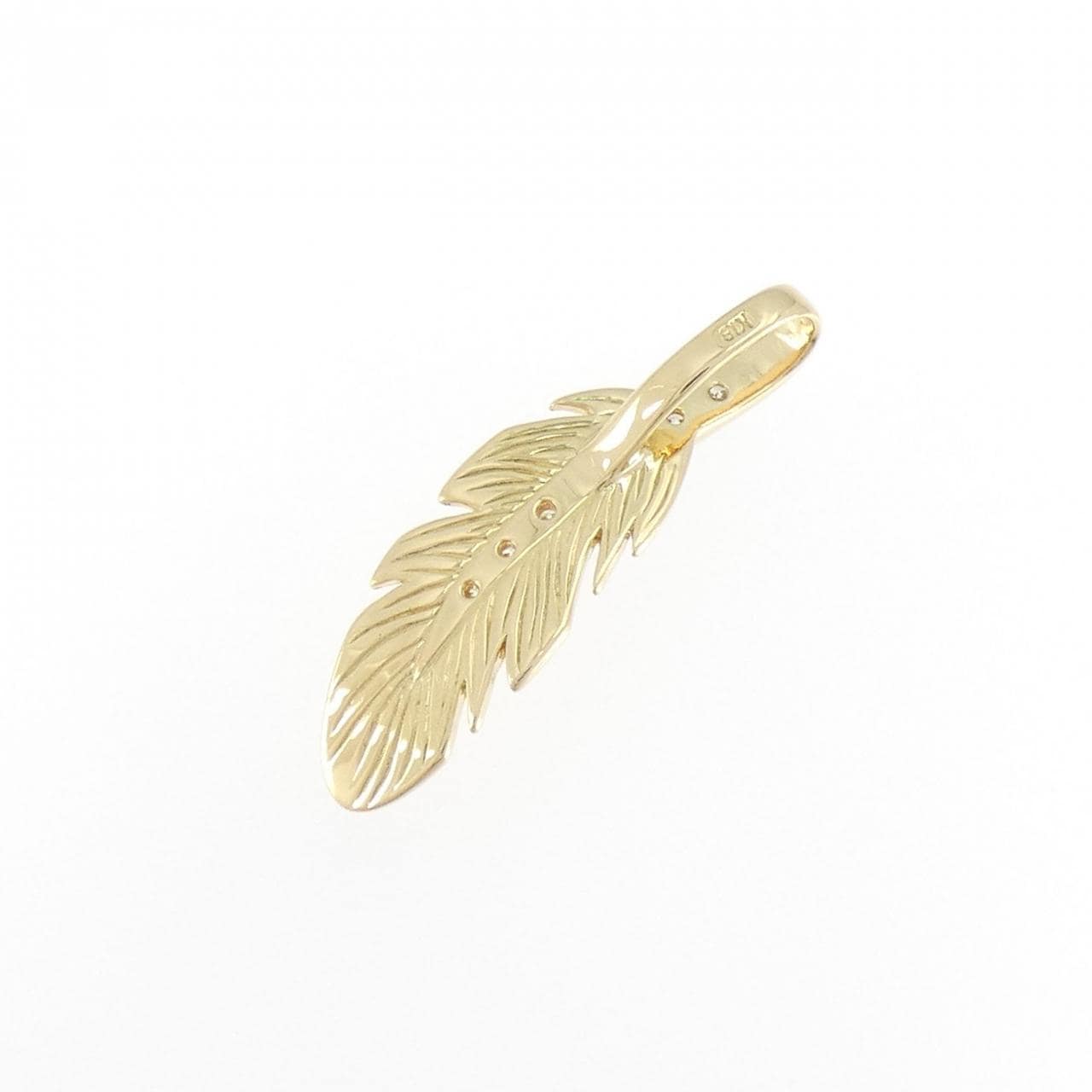 K18YG フェザー ダイヤモンド ペンダント