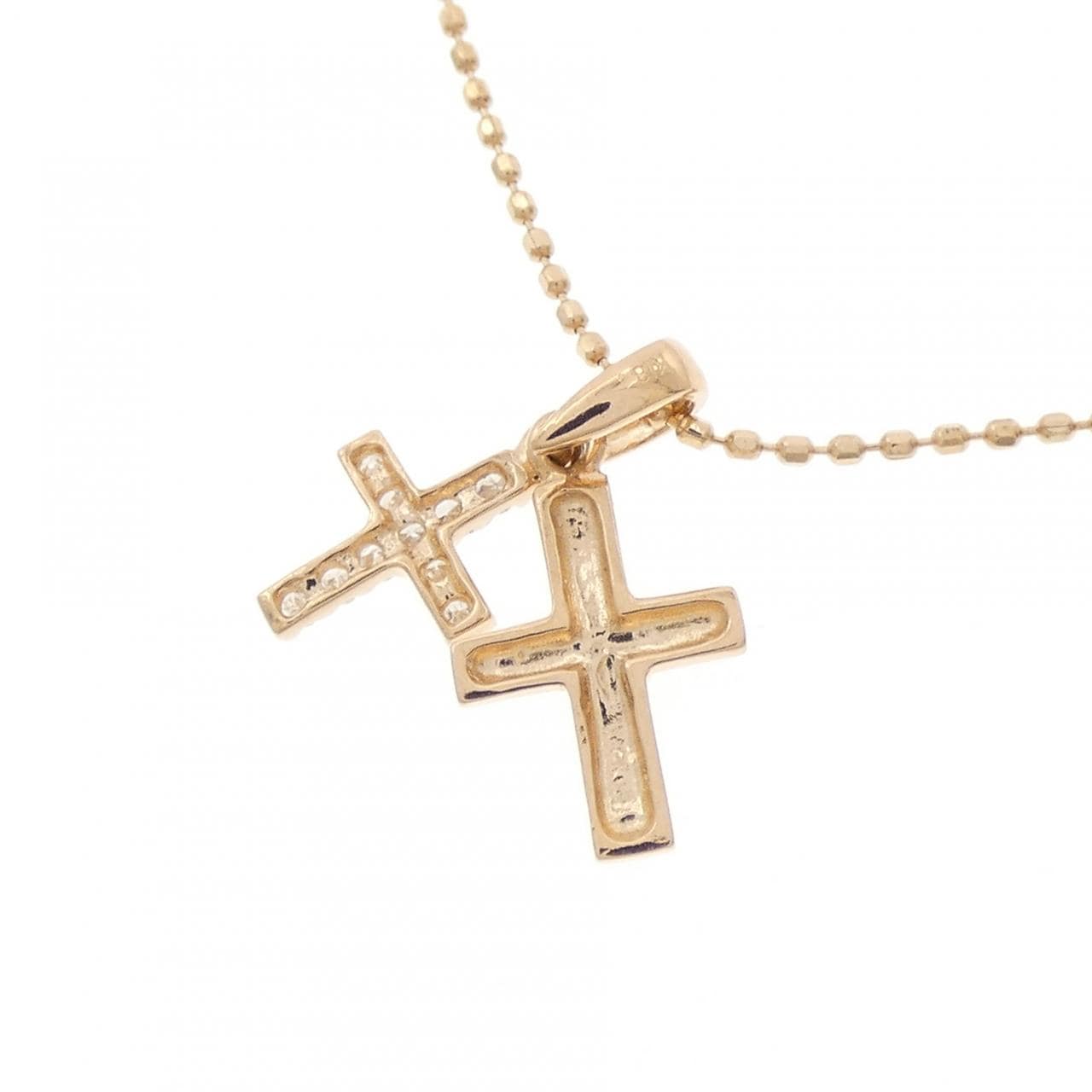 K18PG クロス ダイヤモンド ネックレス