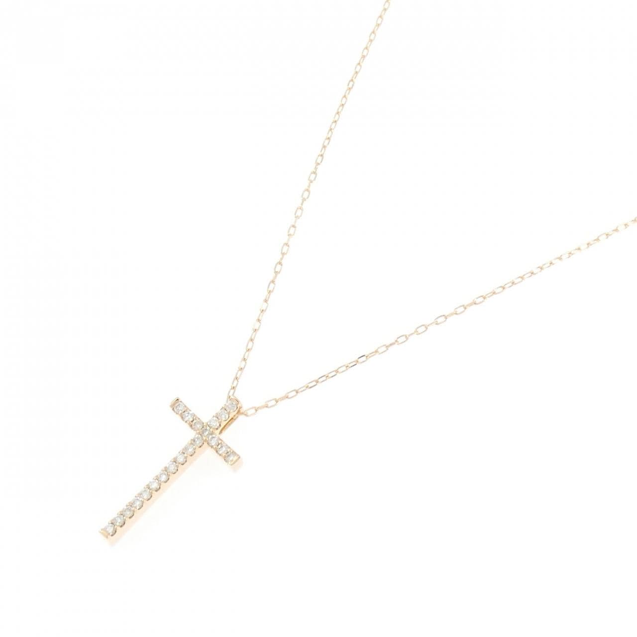 K18PG クロス ダイヤモンド ネックレス 0.20CT