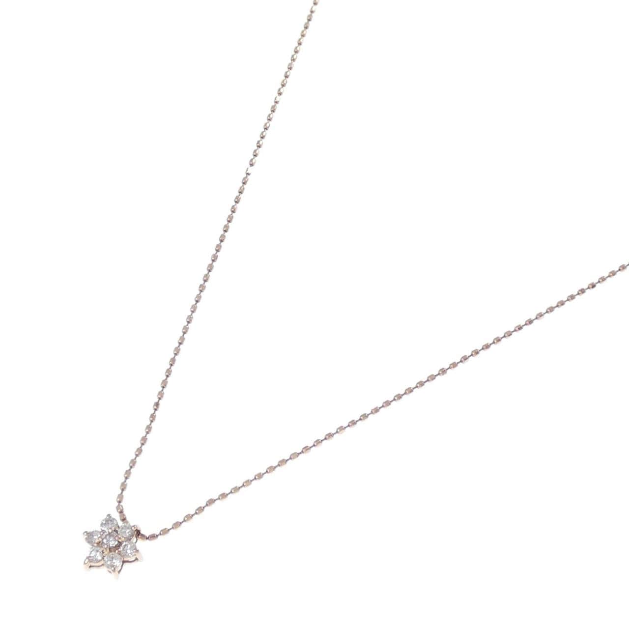 K10PG フラワー ダイヤモンド ネックレス 0.15CT