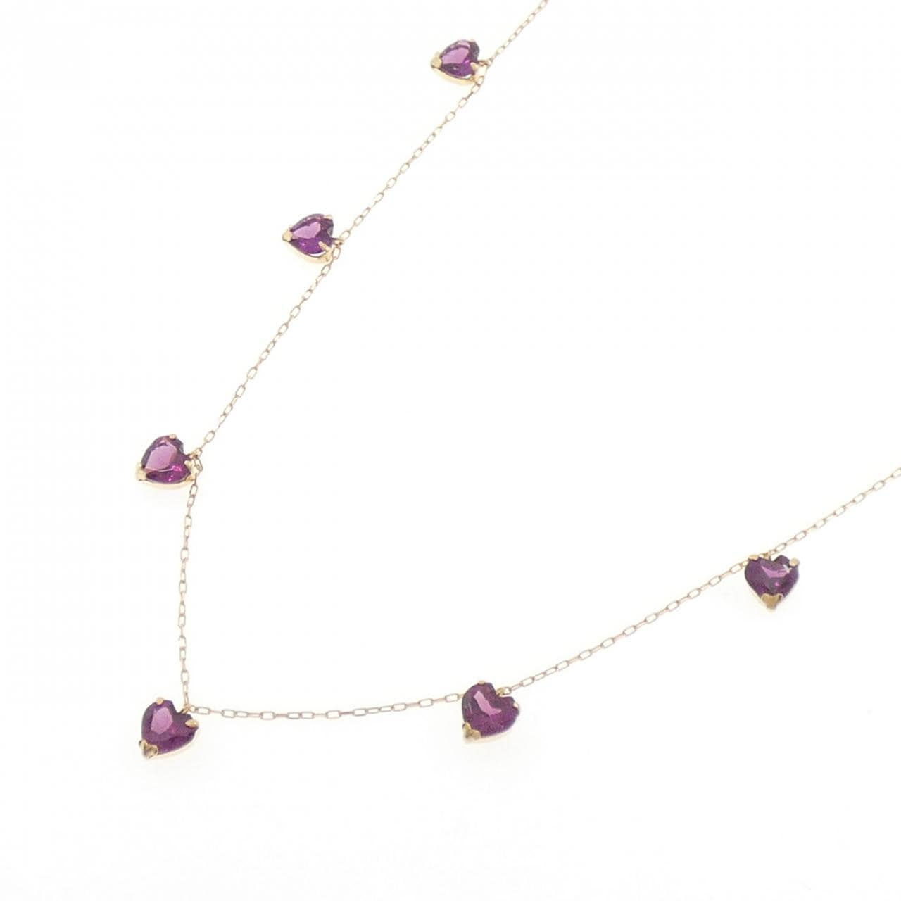 K18YG ハート ガーネット ネックレス 3.50CT