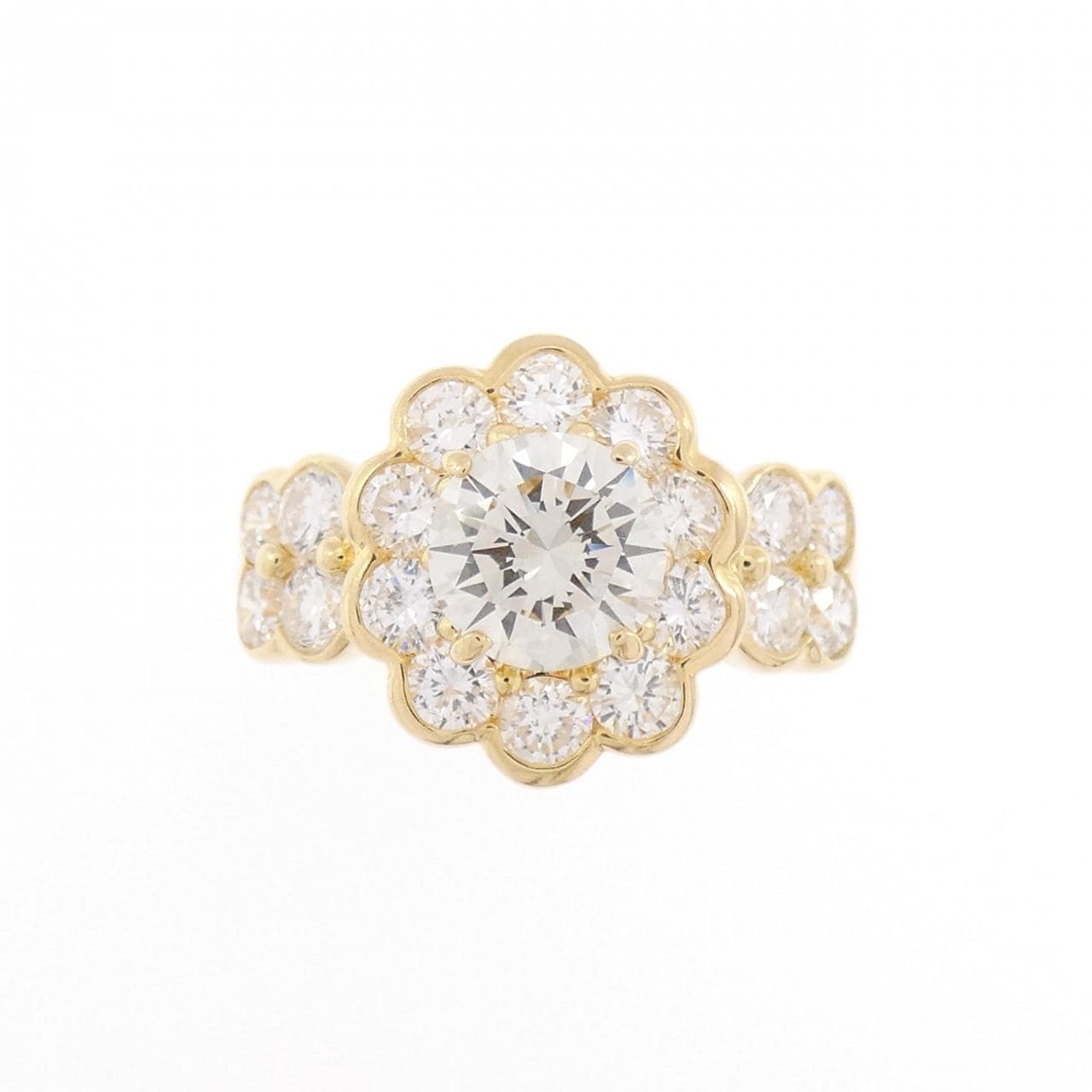 K18YG フラワー ダイヤモンド リング 0.923CT